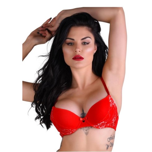 rosu, Sutien Cu Push-up Si Detalii Dantelate La Spate Rosu Daring Intimate, pasiune.ro
