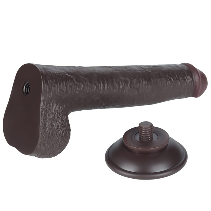 Dildo Realistic Sliding Skin Dual Layer, Brun Inchis, 22.5 Cm 3