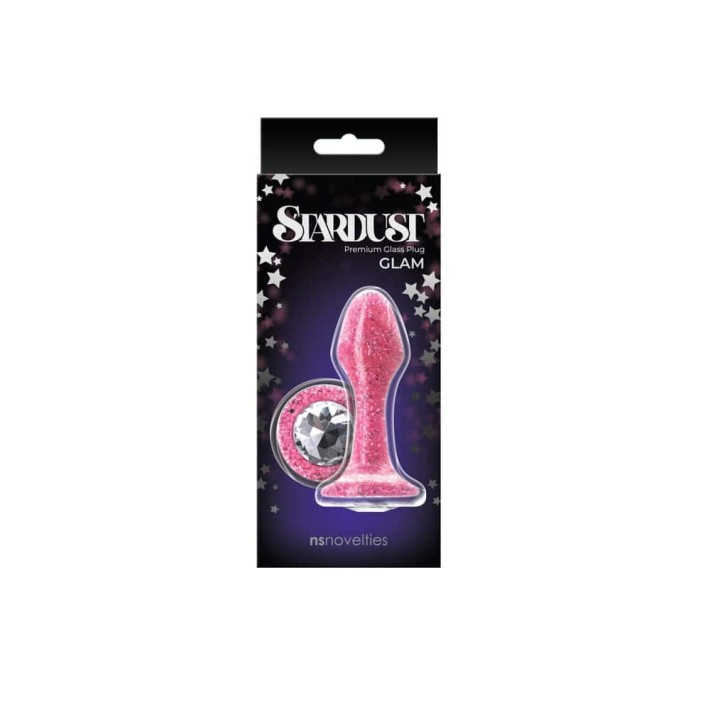 Dop Anal Din Sticla Stardust Glam, Roz, 9.5 Cm 2