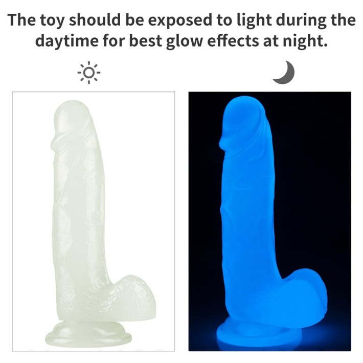 Dildo Clasic Fosforescent Lumino Play, Alb, 19 Cm 5