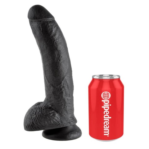 Pipedream - King Cock, Dildo Clasic Cu Testicule King Cock, Negru, 22.8 Cm, pasiune.ro