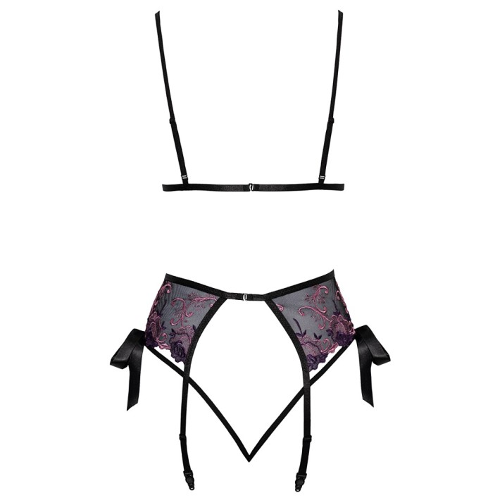Set 3 Piese Lenjerie Kissable Cu Broderie Negru Cu Insertii Mov 5