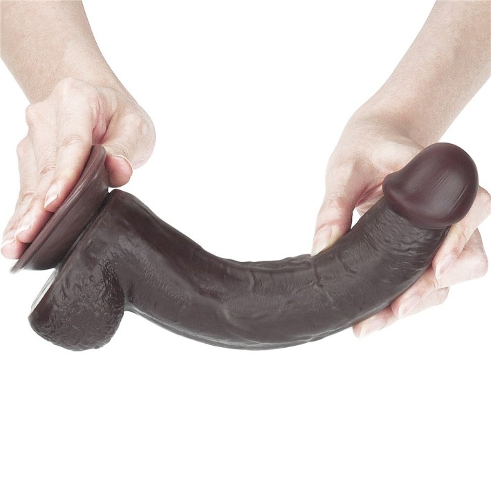 Dildo Realistic Dublu-stratificat Sliding Skin, Brun, 24 Cm 3