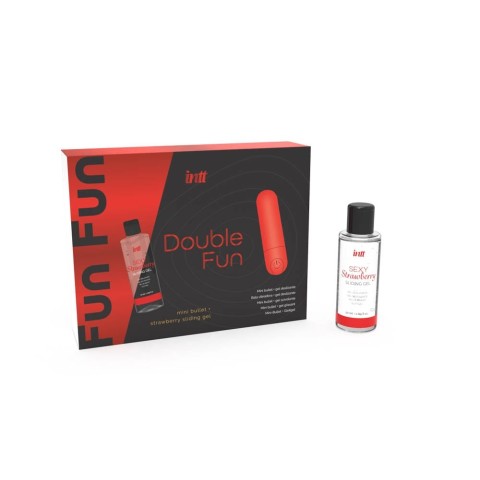 Cadouri Jucarii, Set Cadou Glont Vibrator + Lubrifiant Cu Aroma Capsuni Double Fun, pasiune.ro