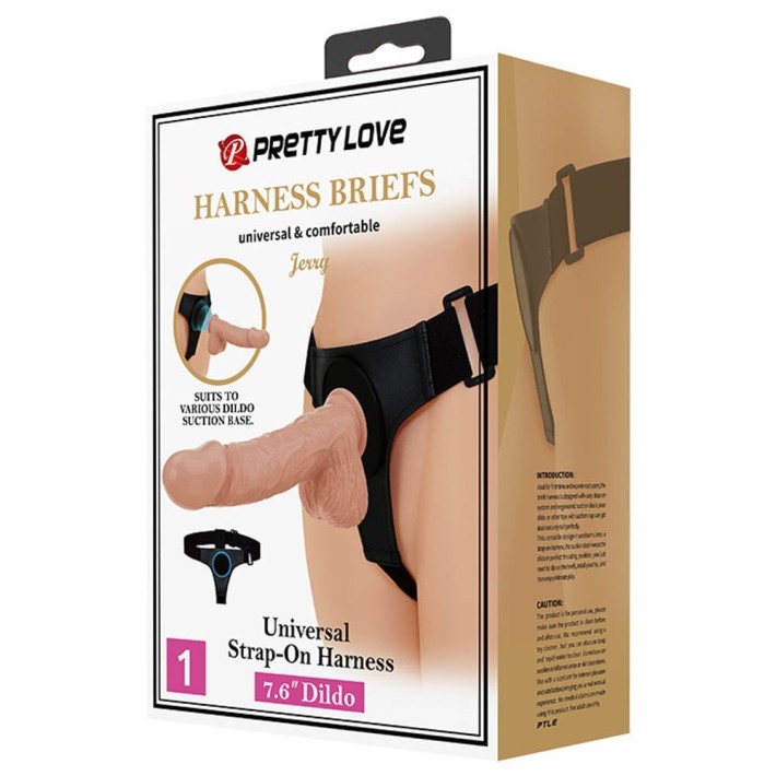 Ham Strap-on Universal + Dildo Jerry Harness Briefs, Natural, 19 Cm 5