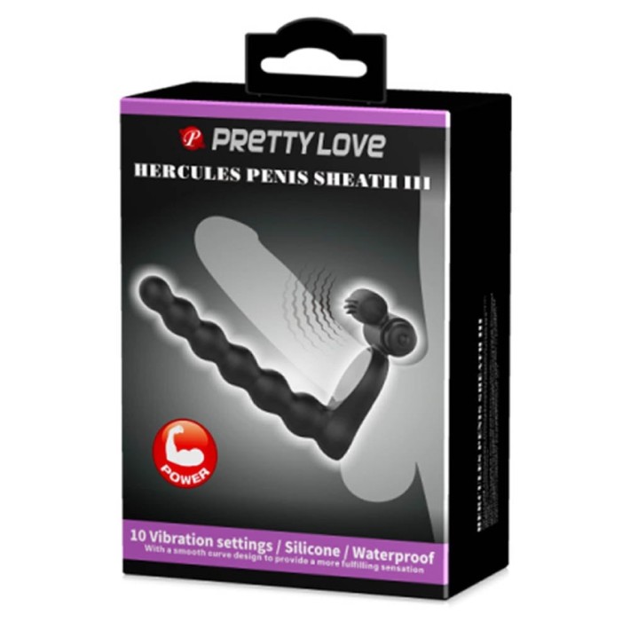 Inel Penis Cu Vibratii/strap-on Pentru Barbati Hercules Penis Sheath Iii, Negru, 15 Cm 5