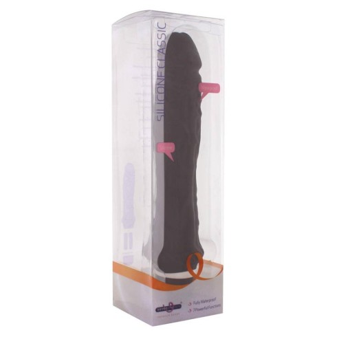 silicone, Vibrator Realistic Silicone Clasic, Negru, 24 Cm, pasiune.ro