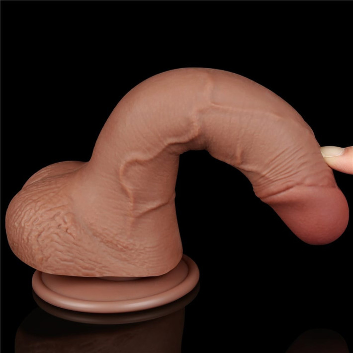 Dildo Realistic Sliding Skin Dual Layer I, Brun Deschis, 19 Cm 11