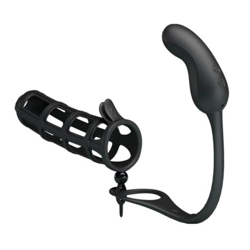 stimulator, Manson Penis, Inel Testicule Si Dop Anal Cu Vibratii Hercules, Negru, pasiune.ro