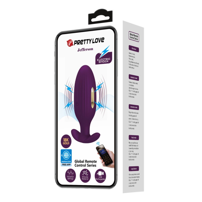 Vibrator Anal Cu Electro-stimulare Jefferson, Violet, 9 Cm 18