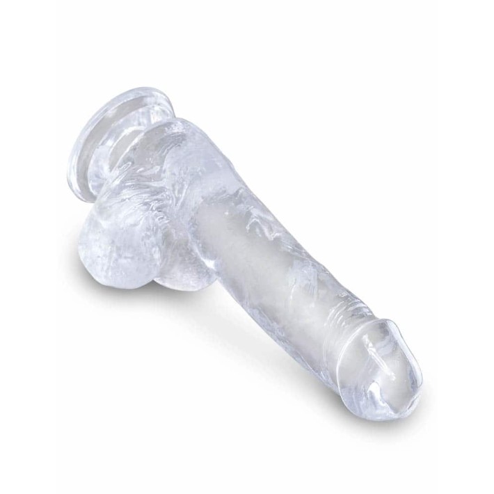 Dildo Clasic Cu Testicule Si Ventuza King Cock, Transparent, 17.8 Cm 5