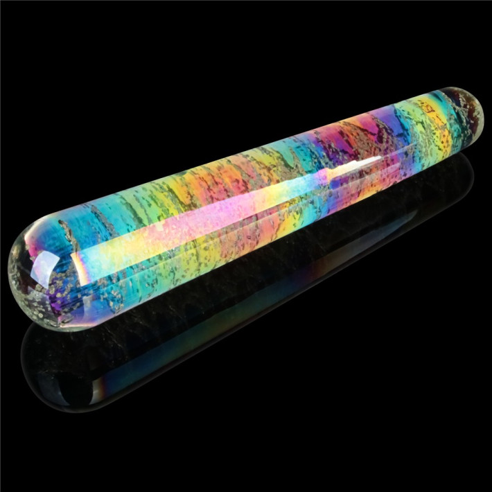 Dildo Fosforescent Din Sticla Borosilicata Glow-in-the-dark Twilight Gleam Slim Fantasy, Multicolor, 16 Cm 2