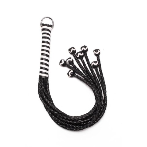 Devil Sticks, Bici Piele Cu Snururi Impletite, Negru + Alb, 56 Cm, pasiune.ro