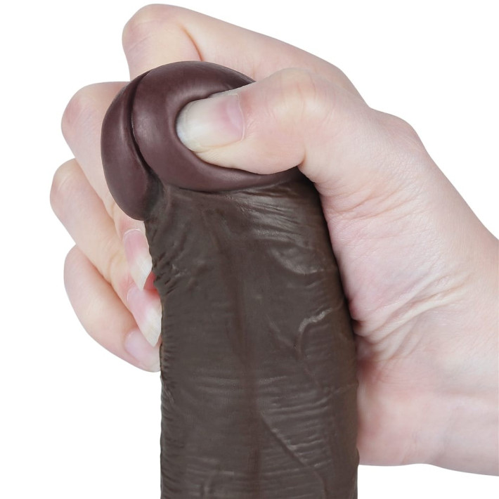 Dildo Realistic Sliding Skin Dual Layer Iii, Brun Inchis, 20 Cm 10