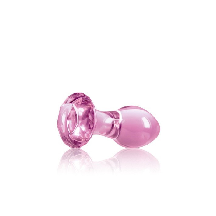Dop Anal Din Sticla Crystal Gem, Roz, 9 Cm 2
