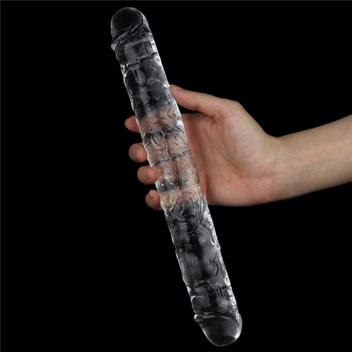 Dildo Dublu, Transparent, 30 Cm 2
