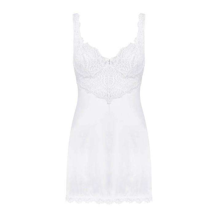 Amor Blanco Underwire Chemise & Thong White   S/m 2xl/3xl, L/xl, S/m 2