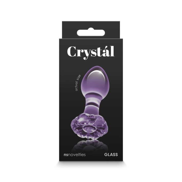 Dop Anal Din Sticla Crystal Flower, Roz, 9 Cm 4