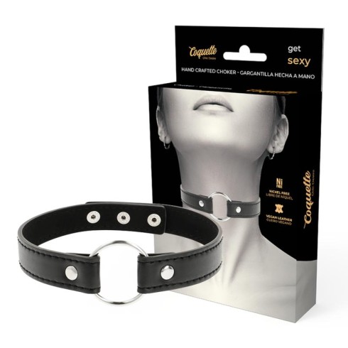 accesoriu, Colier Din Piele Vegana Coquette Cu Accesoriu Cerc, pasiune.ro