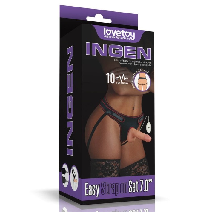 Set Ham Strap-on Si Dildo Cu Vibratii Easy Strapon, Natural, 18 Cm 12